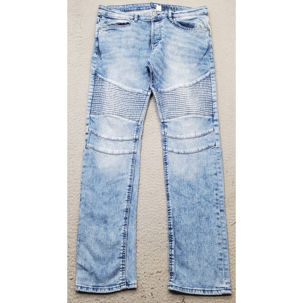 Divided Skinny Jeans Womens 34 Blue Denim Pintuck Stretch Comfort Streetwear
